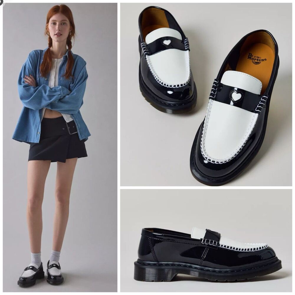 Dr Martens Penton Heart Two-Tone Patent Leather Loafers